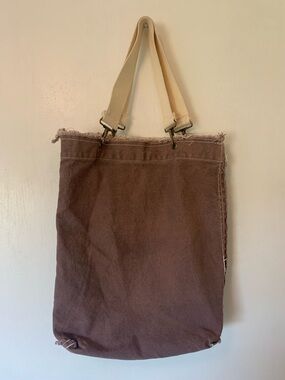 Authentic Pigment Dyed Canvas Tote Bag with Natural Straps - Brown
